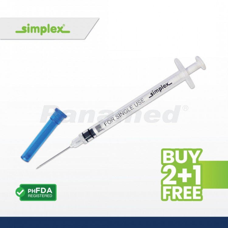 Simplex Auto Disable Syringe w/ Needle, 0.5cc G-23x1, 100's